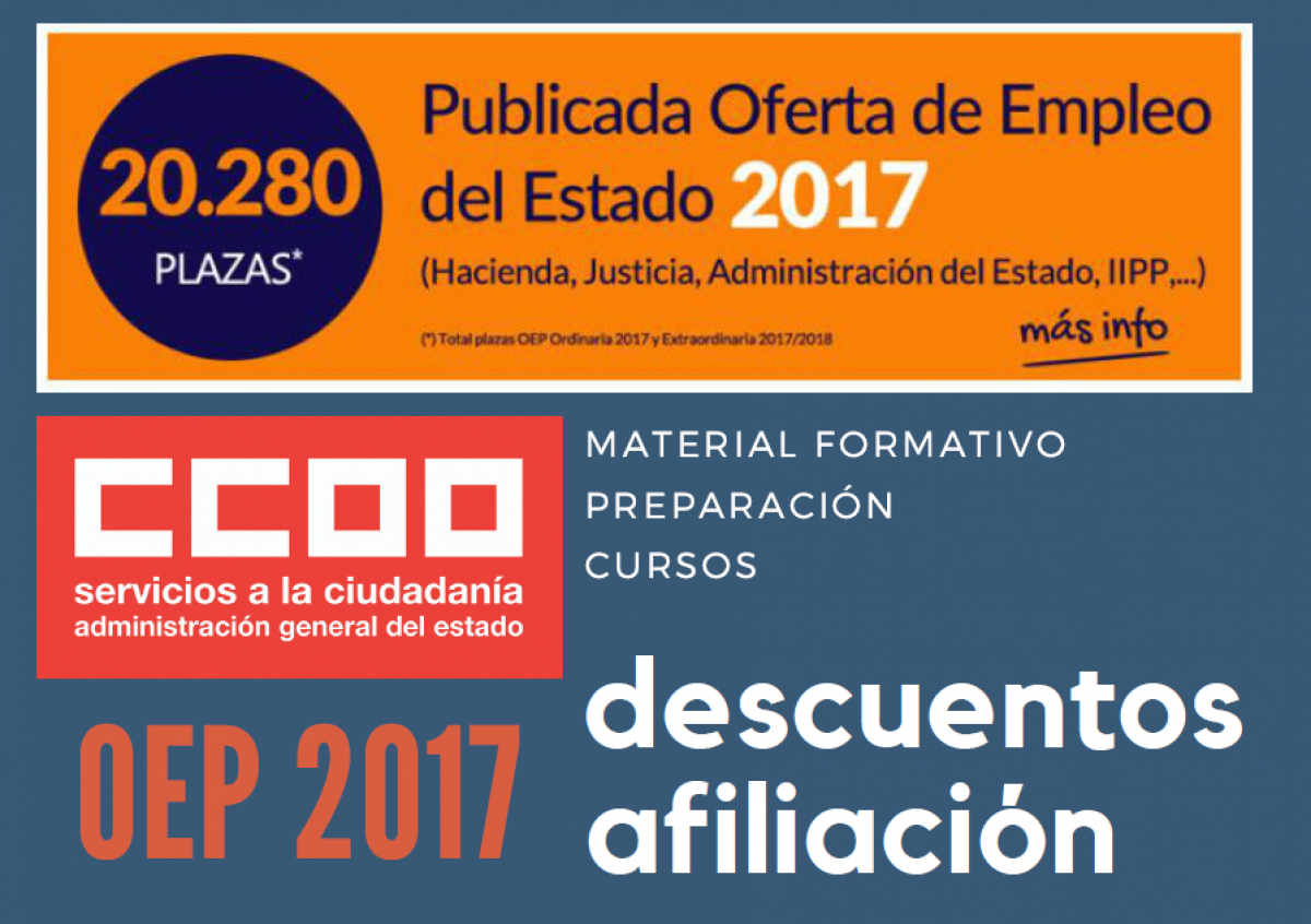 Formación OEP 2017 descuentos a la afiliación de CCOO