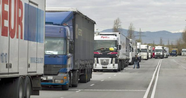 La huelga en transporte mercancías paralizó las zonas logísticas de Barcelona el 20 de marzo.