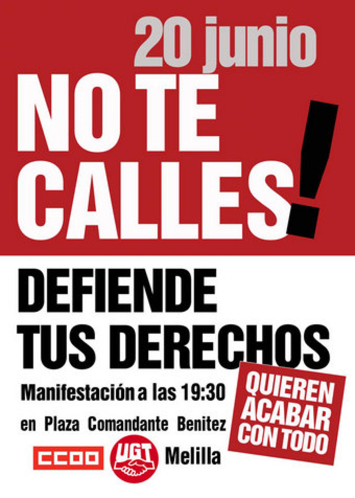 Cartel manifestación 20 de Junio 2012